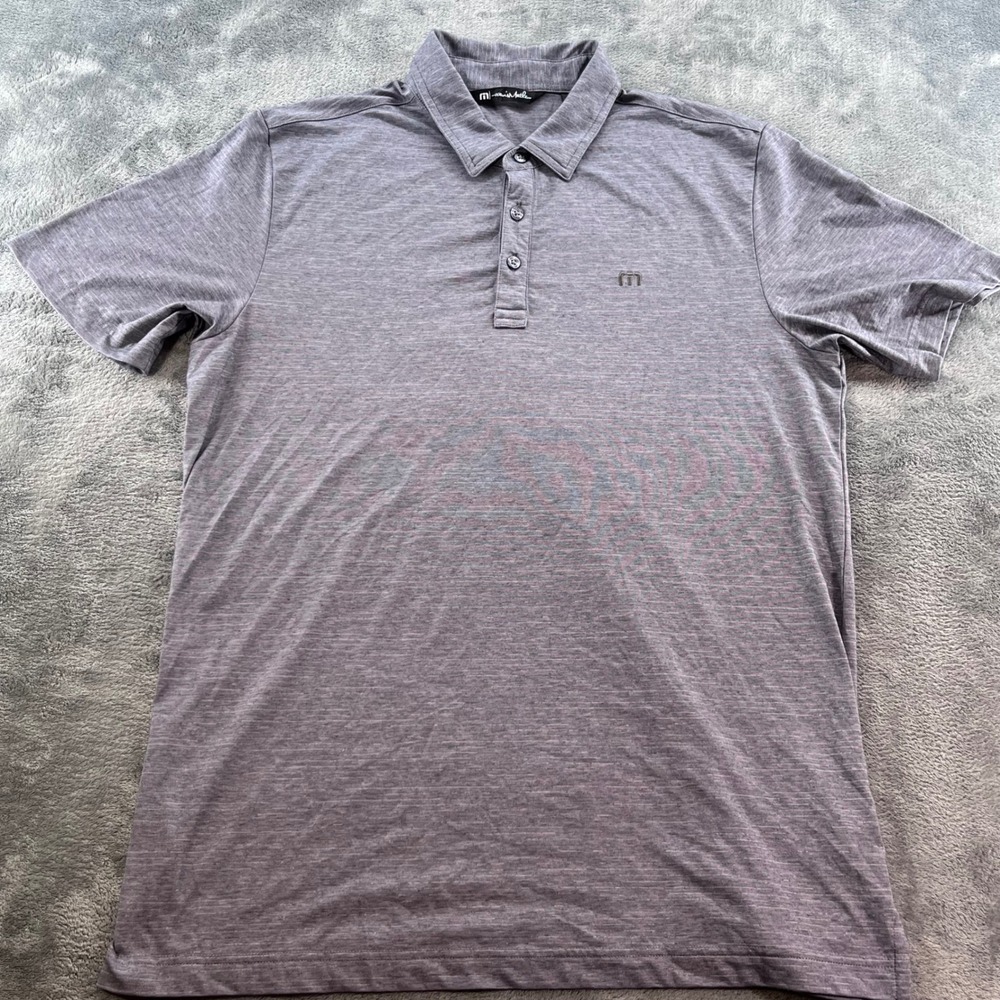 TravisMathew Mens Zinna Polo Shirt Gray Heathered Short Sleeve 1MW395 Large